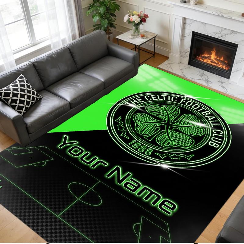 Crystal Velvet Rug Custom Name Text, Soft Non Slip Floor Mat Home DecorCeltic FC