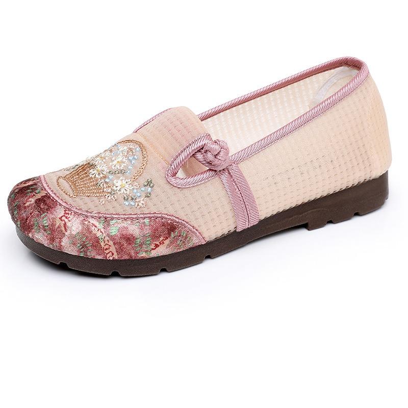 Old Beijing cloth shoes women's summer mesh shoes flat bottom hollow sports casual shoes breathable mesh comfortable versatile mother shoes