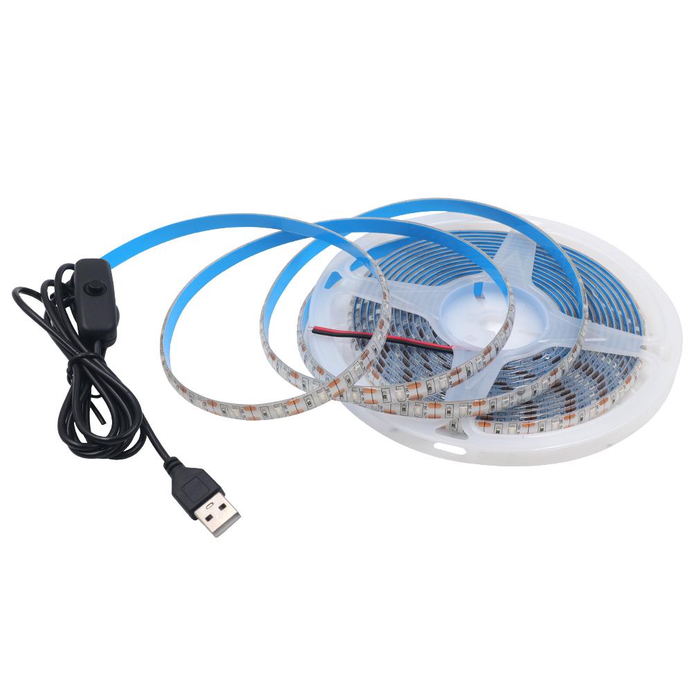 5V 2835 LED Strip Light USB 60Leds/m Flexible Fita Led Tape With Switch White Warm White Waterproof LED Lights for Room Decor