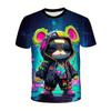 Summer Round Neck Cute Bear Graphic 3D Print Top Fashionable Casual Short Sleeved Men's T-shirts