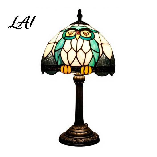 Stained Glass Table Lamp Tiffany Dragonfly Lamp Vintage Blue Bedside Night Light Artistic Home Decor Light Decorative Atmosphere for Bedroom Living