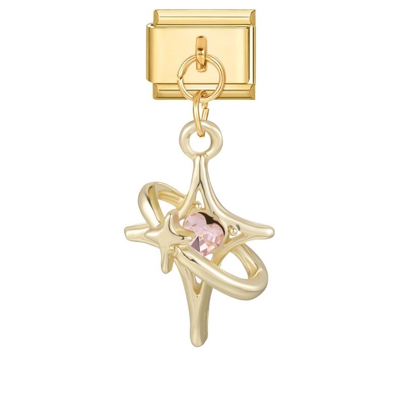 

Summer Colorful Star Moon Butterfly Golden Italian Charm Links Fit 9MM Bracelet Stainless Steel Women Men DIY Making Jewelry