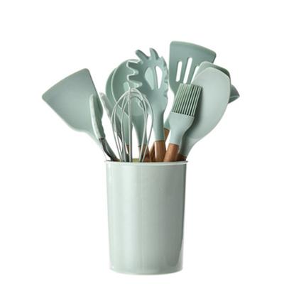 12PCS Premium Silicone Kitchen Utensils With Ergonomic Wooden Handles Effortless Cooking Non-Stick Cookware Pan Kitchen Supplies