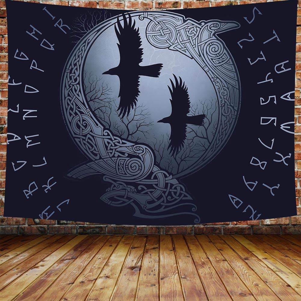 Norse Mythology Viking Mysterious Totem Printing Pattern Tapestry Home Living Room Bedroom Decorative Background Cloth Tapestry