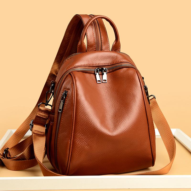 100% Genuine Cowhide Leather Women Backpacks Large Capacity School Back Pack Female Casual Travel Bagpack Cowhide for Girls Sac