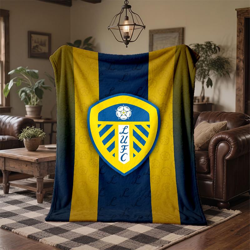 Leeds United Theme Fleece Blanket Cozy Soft Plush Blanket For Bedroom Couch Travel