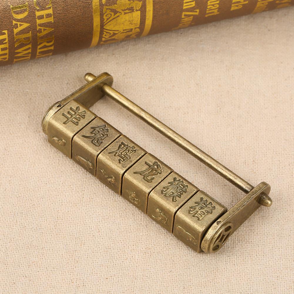 Cadenas à mot de passe en zinc antique classique avec caractères chinois du zodiaque, décoration artisanale