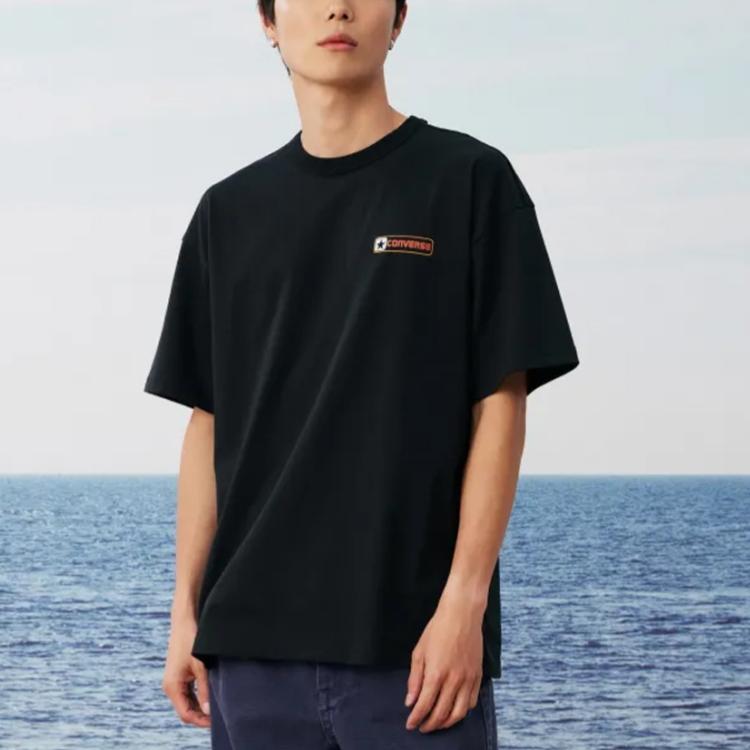 New Converse T Shirts Men's Black 10028741-A01