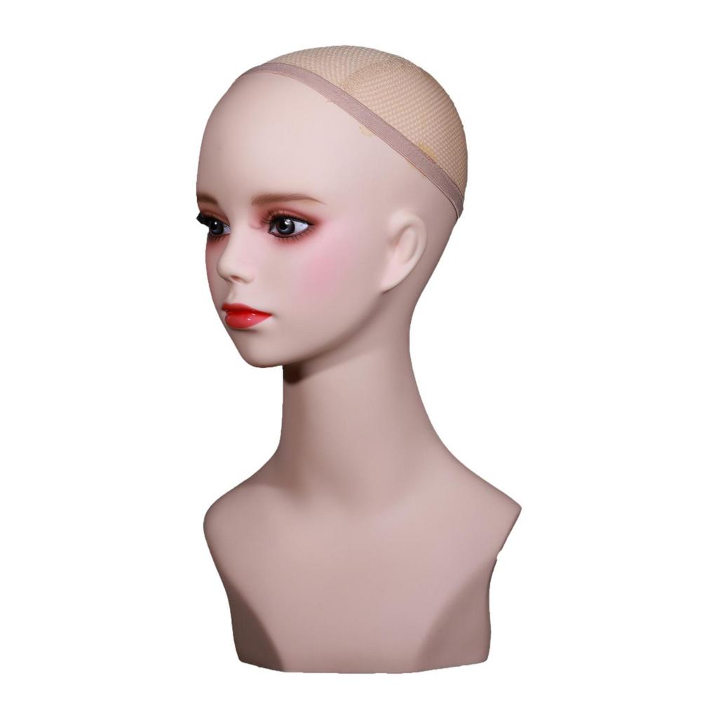 Female Mannequin Head with Makeup Stable Versatile Use Manikin Wig Stand for Necklace Glasses