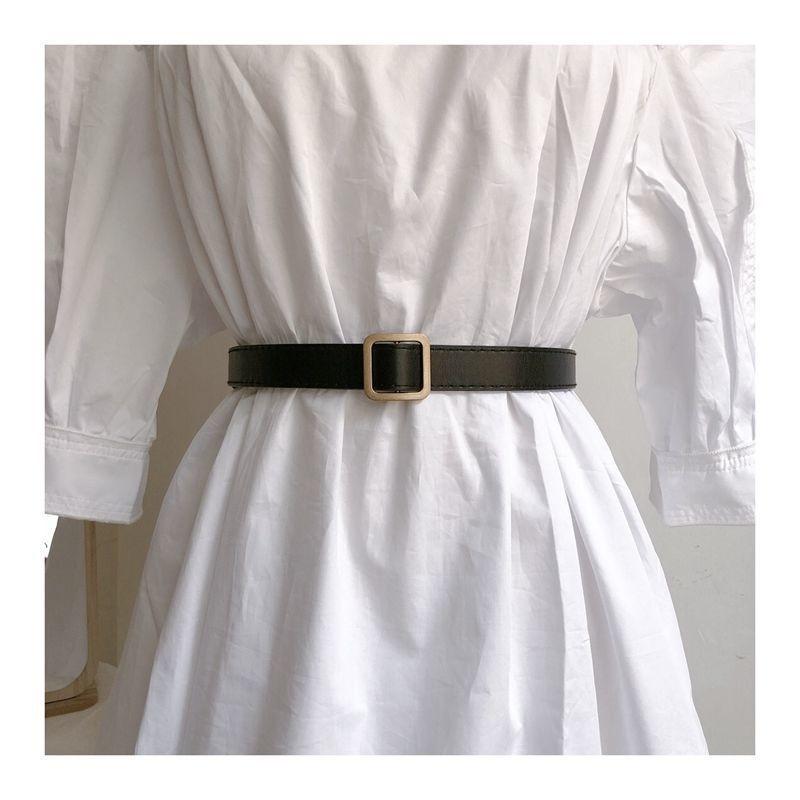 Ontrend Soft Womens Pu Square Buckle Belt Suitable For School And Casual Styles Everyday