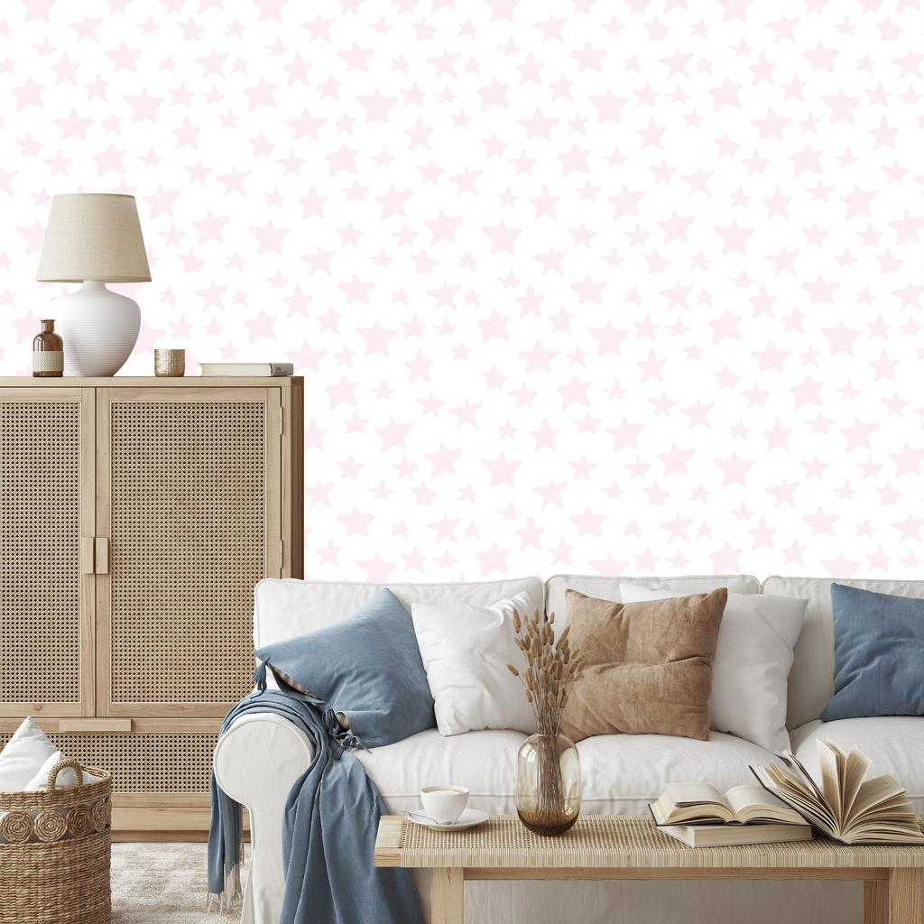 Pink Stars Wallpaper for Living Room and Bedroom 50x1000