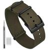 Ayadoo 20mm Zielona Oliwkowa Jednoczęściowa Nylonowa Pasek do Zegarka, Jednoczęściowy Styl Wojskowy z Czarną Klamrą