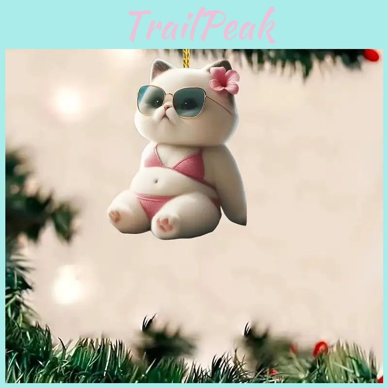 Modern Acrylic Cat Bikini Car Hanging Decoration Charming Interior Ornament