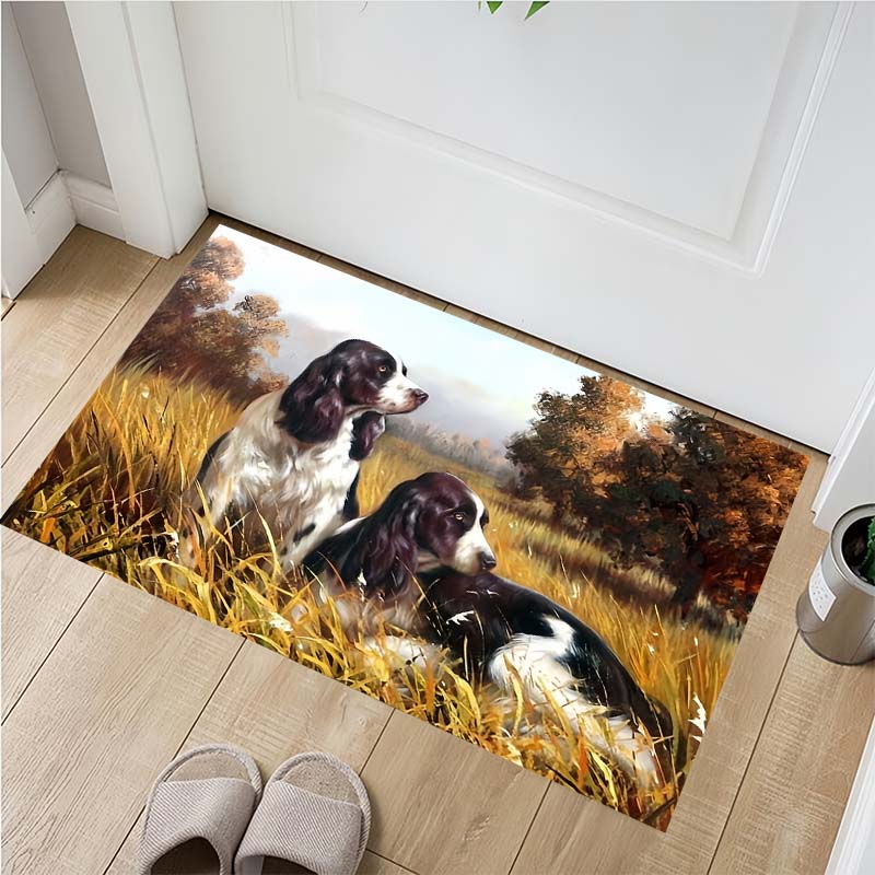 Cavalier King Charles Spaniel Doormat, Non-Slip Floor Mat with Sleeping Puppies Print, Indoor Entrance Rug for Dog Lovers