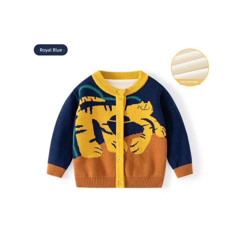 Spring and Autumn Tiger Cardigan Pure Cotton Coat Kids' Sweater