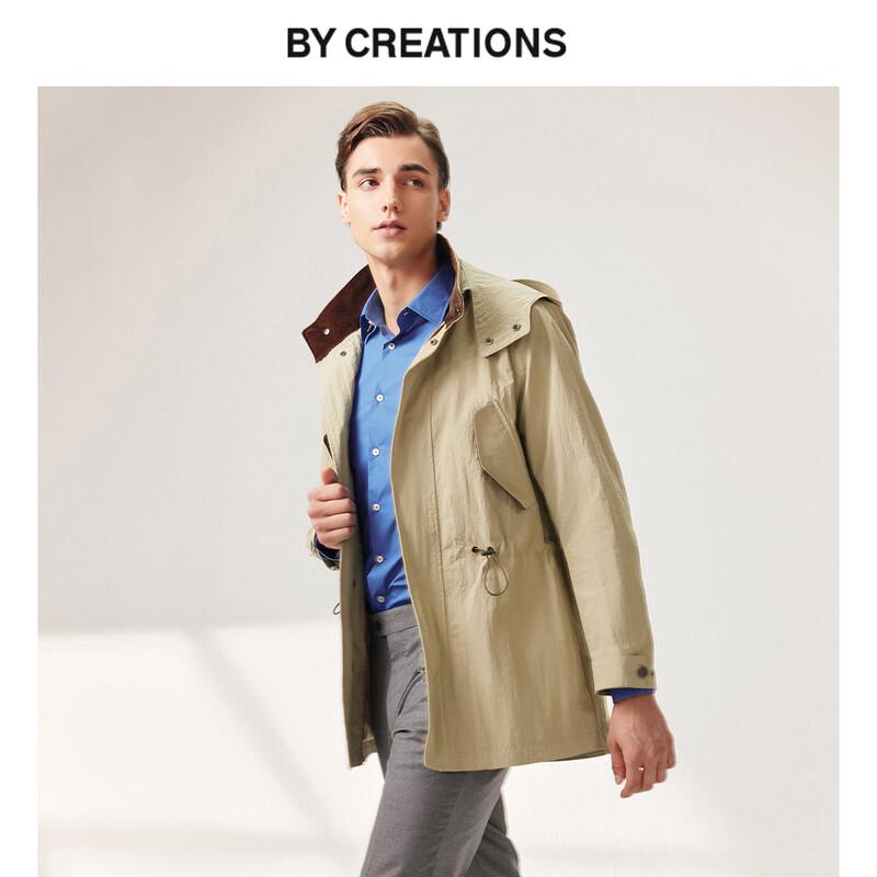 

By Creations Men s Business Casual Detachable Hood Trench Jacket XL