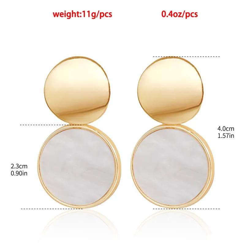 Vintage White Round Circle Pendant Necklaces Set for Women Luxury Metal Geometric Choker Necklaces Jewelry Set Accessories