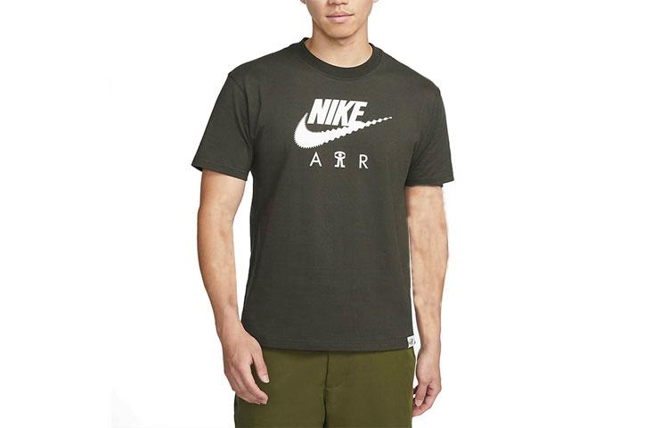 Nike T Shirts Men's Green Crew Neck Moderate Straight Fit DQ1017-355