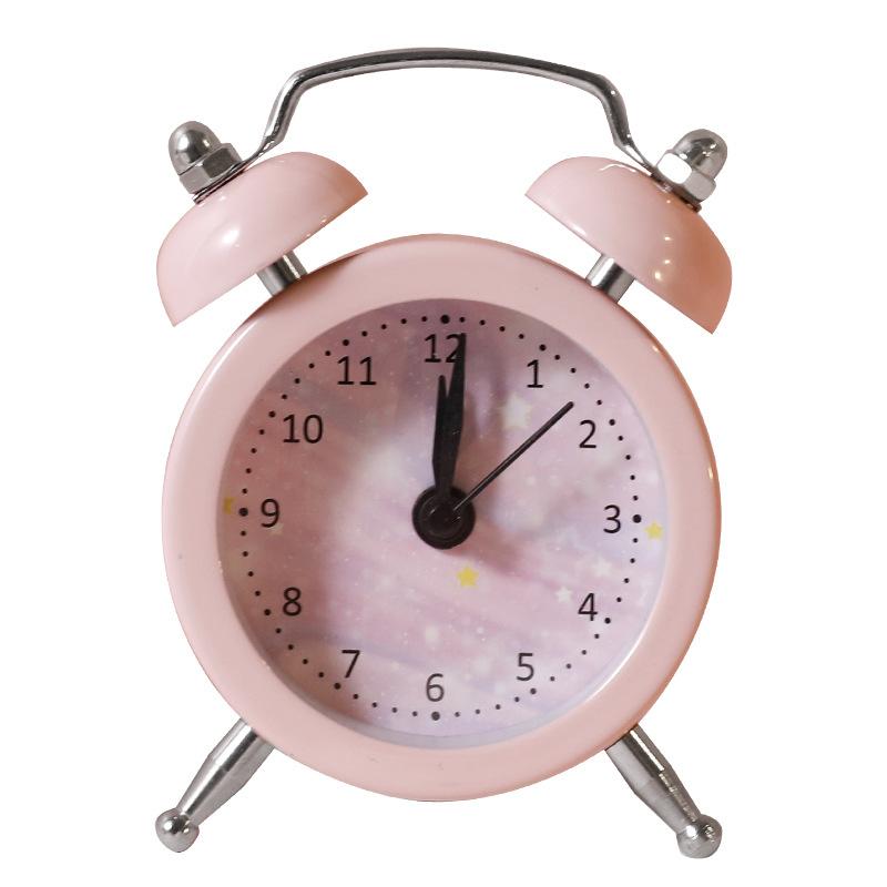 Creative children's alarm clock on the head of the student's bedside cute cartoon silent simple bedroom mini loud table alarm clock