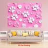 2D Pink Paw Print Backdrop Daisy Flower Pet Birthday Party Background