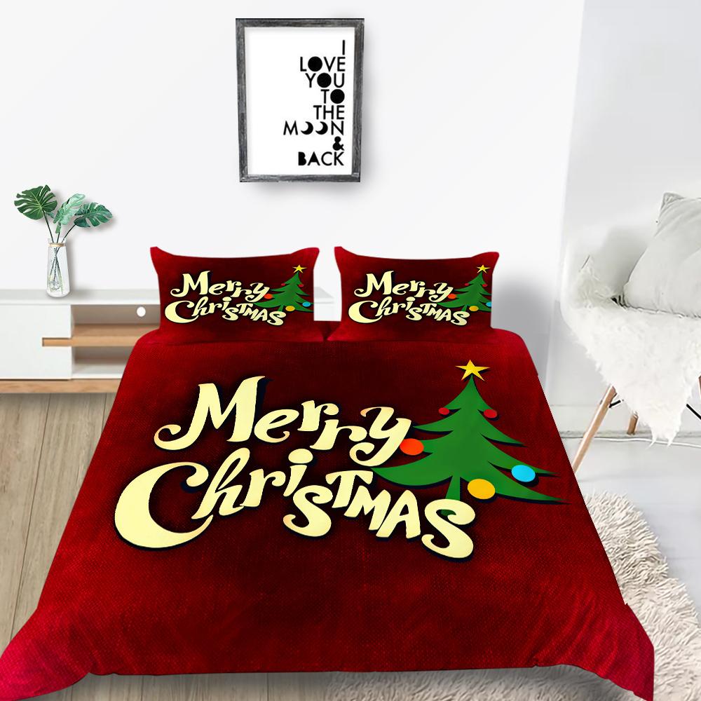 Bettwäscheset, neue Tagesdecke, 3D-Weihnachtsdekoration, Familienschlafzimmer, Einzelbett, Doppelbett, volle Größe, Steppdecke und Kissenbezug, Mikrofaser