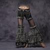 Women's Tribal Belly Dance Pants Mesh Patchwork Flared Pants Bellydance Costume for Performances Halloween Party