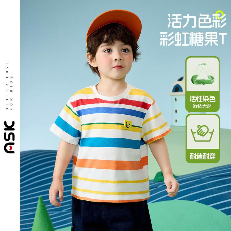 ASK JUNIOR Boys  Rainbow Stripe Color-Block T-Shirt 110