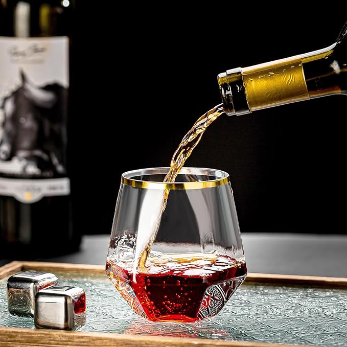 32er-Pack unzerbrechliche Weingläser aus Kunststoff ohne Stiel mit Diamanten, Sektgläser mit 340 ml Fassungsvermögen, bruchsichere, klare Trinkgläser für Partys, Zuhause, Bars, Hochzeiten