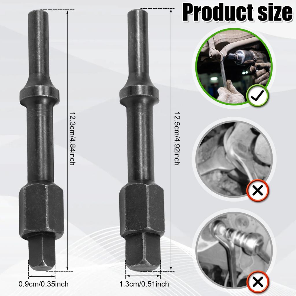 2 Stück Pneumatisches Ventilführungsstößel-Stanzstange Wärmebehandlung Ventilsitz Ventilsitz-Entferner Reparaturwerkzeug Pneumatischer Schraubenbrecher