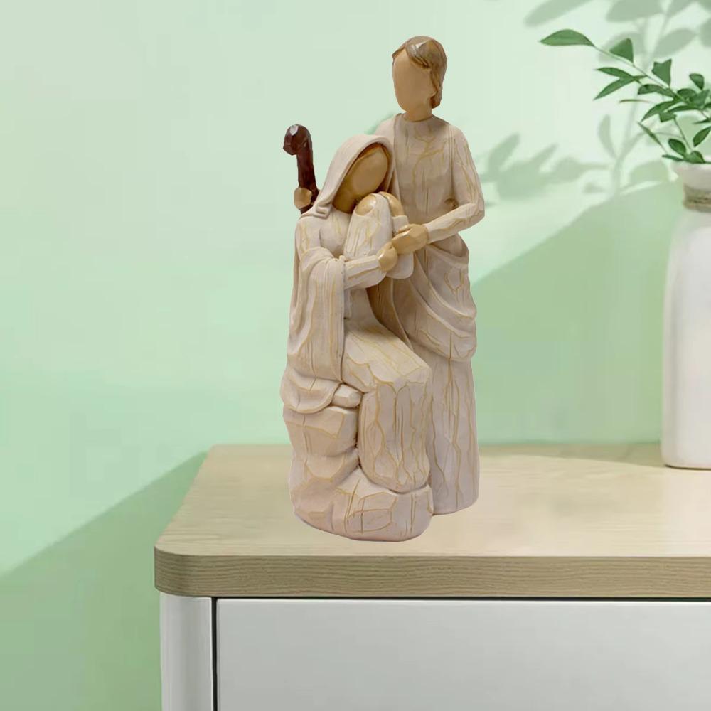 

Carved Religious Character Ornament Handmade Warm Family Sculpture Home Decor Family