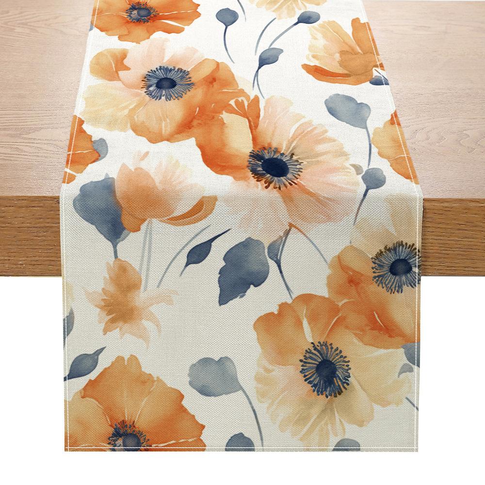 Flax Printed Table Flag Plant Flowers Sub-home Decorative Table Cloth Porch Cabinet Tea Table Cloth