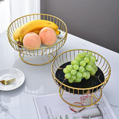 Cesta de frutas redonda de gran tamaño con patas altas para sala de estar, mesa de cocina, artículos para el hogar, tocador, pastel, comida, refrigerio, fruta, estante de almacenamiento de mármol