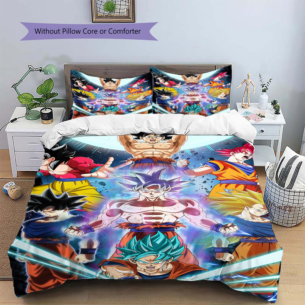 Dragon Ball Character Bedding Set, Classic Anime Art Bedroom Decoration, Exclusive Collector Gift.chl