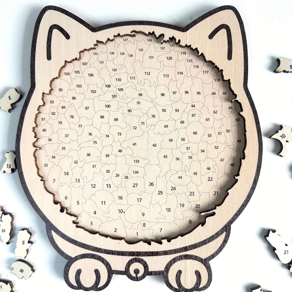 1PC Colored Cat Shaped Wooden Jigsaw Puzzle, Cats Shaped Wooden Puzzle, Unique Animal Shape Wood Puzzle, Creative Gifts for Cats Lovers, Home Decor