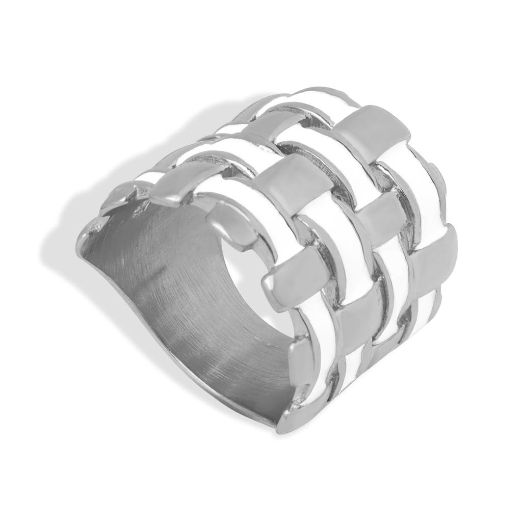 Stainless Steel Weave Wide Rings For Women Men 316L Black White Glaze Couple Rings Man Woman Female Ring Luxury Quality Jewelry