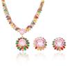European-American Zircon Necklace & Earrings Set: Seven-Color Trendy Flower Design