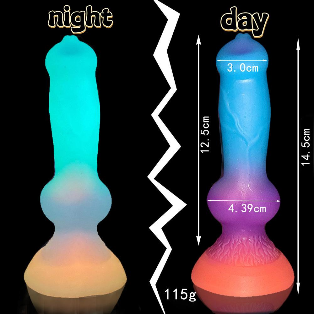 Glow-in-The-Dark Realistic Canine Dildo - Animal Shape Fantasy Toy for Women, Liquid Silicone Adult Sex Toy, Extra Soft Penis Stimulator