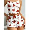 2026 European & American Sweet Heart Print Knit Pajama Set for Women