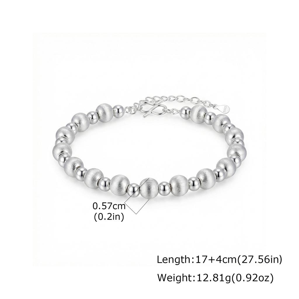 Silver Color Brushed Bead Bracelet Necklace for Women Beads Chain Bracelets Necklaces Simple Fashion Jewelry Gifts
