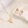 2pcs Set Minimalist Creative Gold Color Circular Heart-shaped Pendant Snake Bone Chain Necklace Earrings for Women Jewelry Sets
