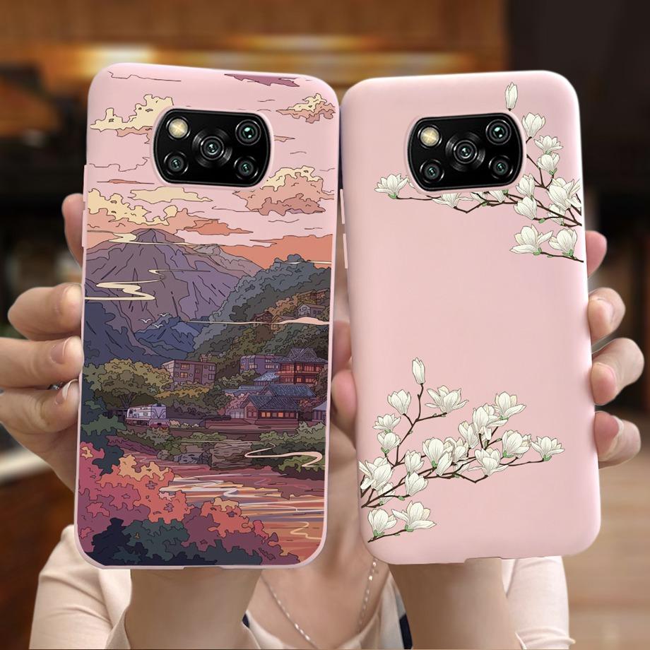 Pro Xiaomi Poco X3 Pro Pouzdro Poco X3 NFC Kryt Květina Roztomilý Kočka Malba Nárazník Skořápka Na PocoX3 X3Pro x3nfc Měkký Luxusní Silikon