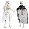 Festive Halloween Skeleton Couple Decorative Props Realistic Plastic Bride Groom Design 21x10cm