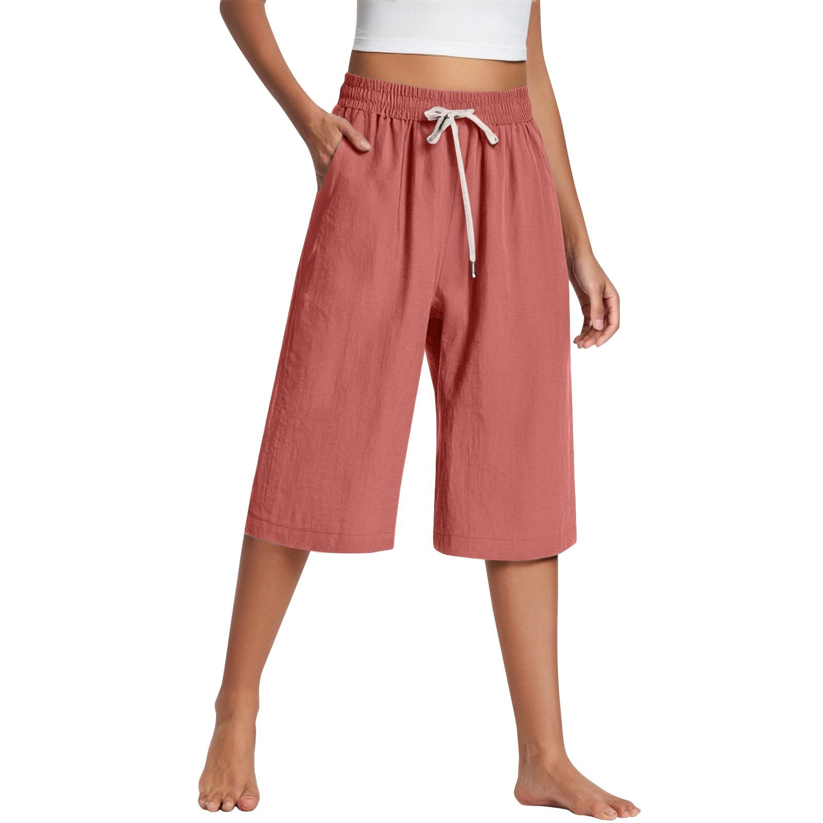 

Women s Wide Leg Pants With Pockets Lightweight High Waisted Caual Loose Cropped Trousers With Belt XL