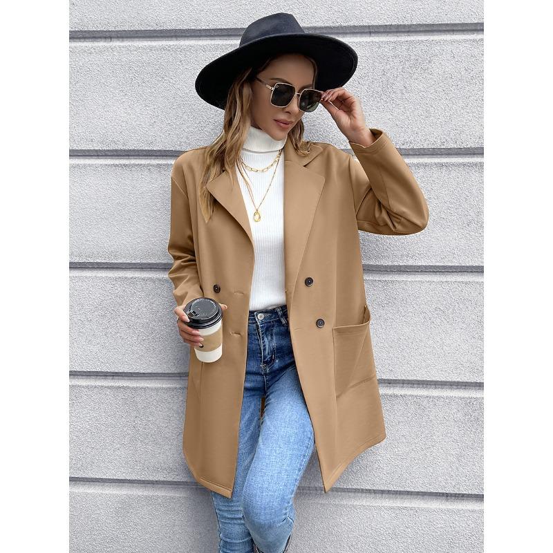 Women's Jacket Autumn Medium-length Cardigan Double-breasted Knitted Blazer