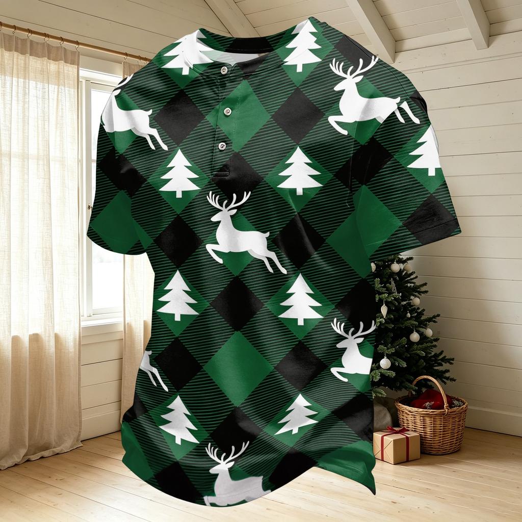 Men's Quick Dry Short Sleeve Round Neck T-Shirt with Christmas Print