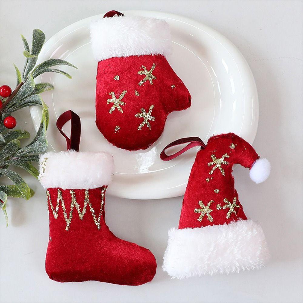 Christmas Hat Hanging Christmas Decorations Plush Christmas Ornaments  Holiday New Year