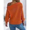 GMXIA Autumn and Winter Casual and Sexy Lapel Off-the-shoulder Brined Long-sleeved Pullover Sweater for Women