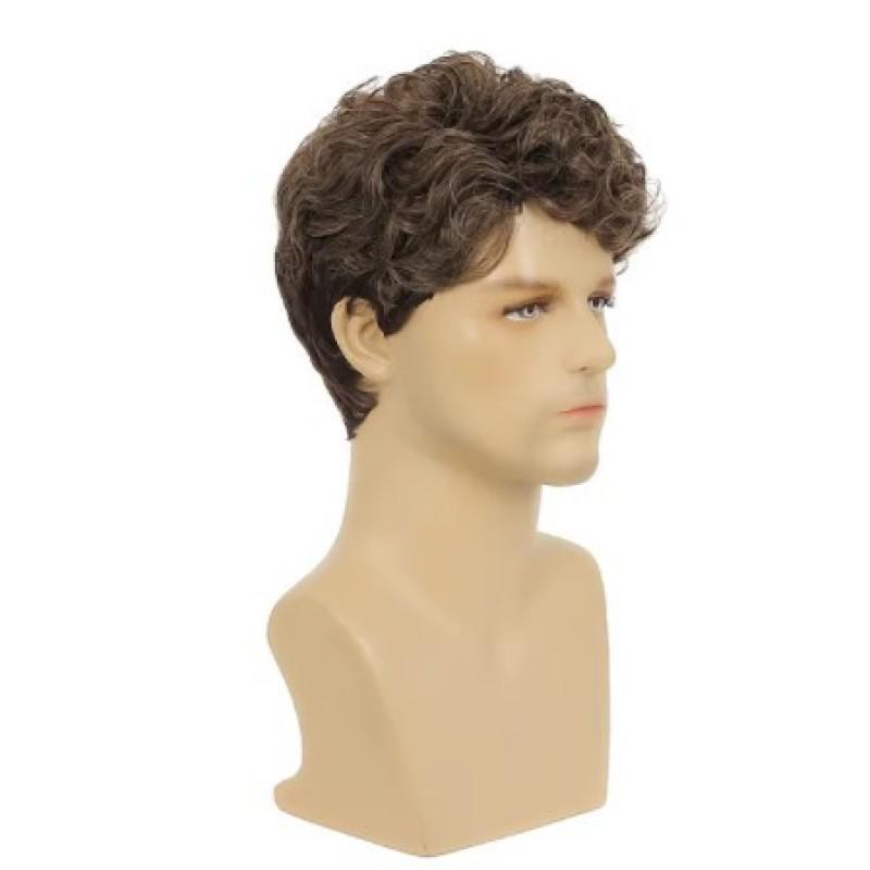 Herrperuk Kort Lockig Blond Brun Peruk Syntetisk Halloween Kostym Cosplay Hår Syntetisk Naturlig Värmebeständig Fiberperuk Vardagsbruk