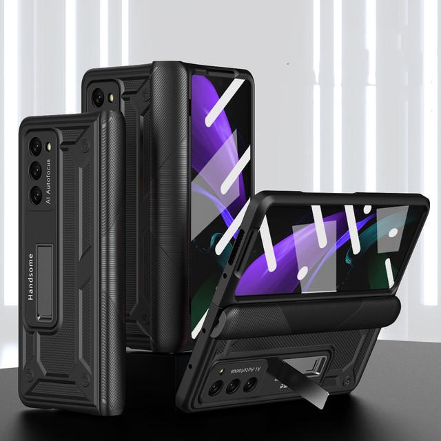 מעמד שריון נרתיק עבור Samsung Galaxy Z Fold 4 5 Fold3 Fold4 Fold2 Fold5 קיפול 3 2 Zfold3 מסך כיסוי סרט זכוכית Coque
