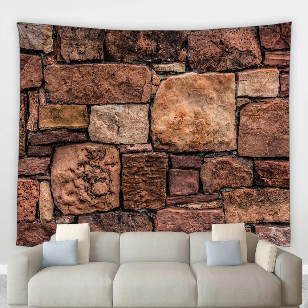Retro Old Red Brick Wall Tapestry Country Town Street Art Hippie Background Wall Hanging Home Decor Living Room Bedroom Curtain